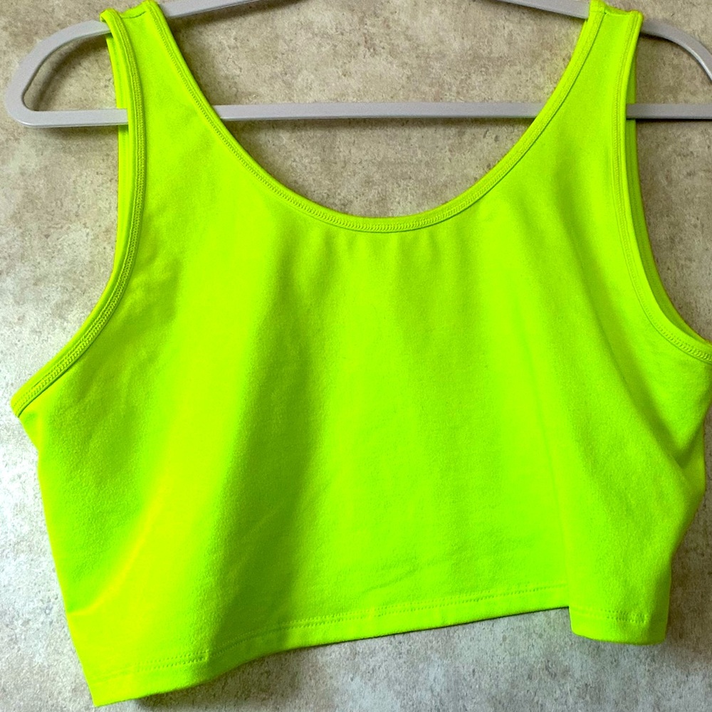 A.E. Studio Neon Green Cropped Training Tank Top XL